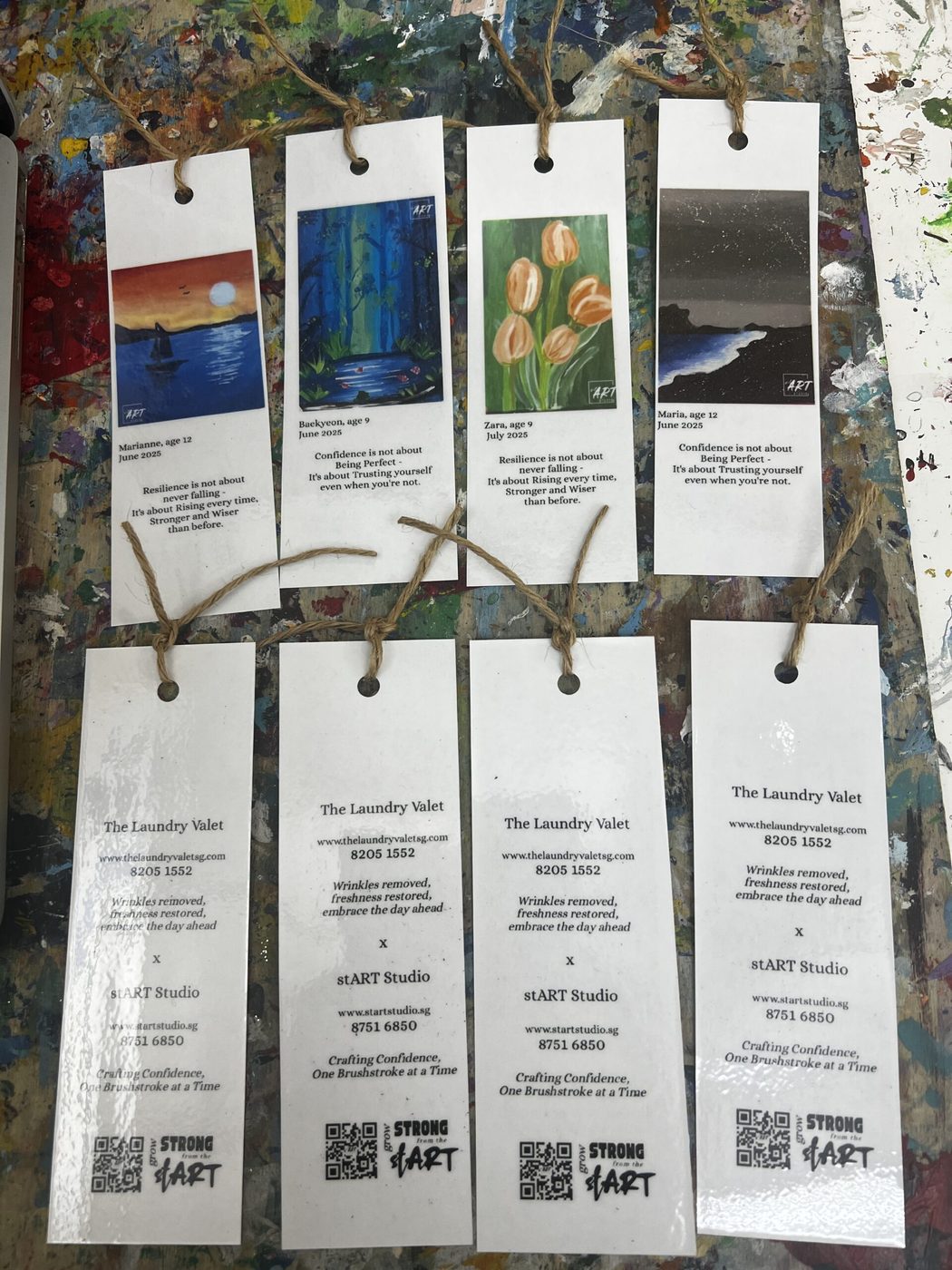 Grow STRONG from the stART bookmarks, each printed with a child's artwork