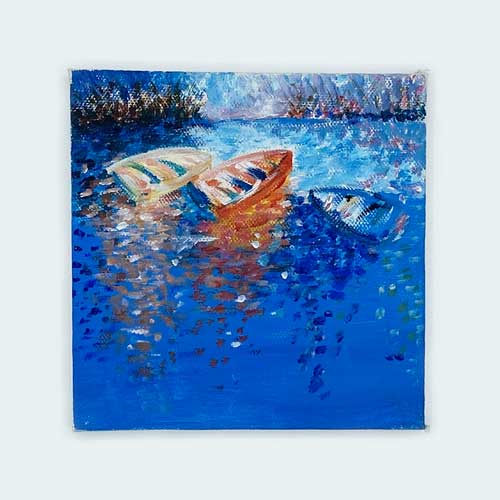 A 15 by 15 centimetre acrylic painting