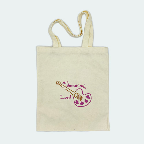 A canvas bag with a hand-drawn design