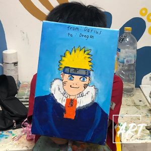 Student acrylic painting of Naruto