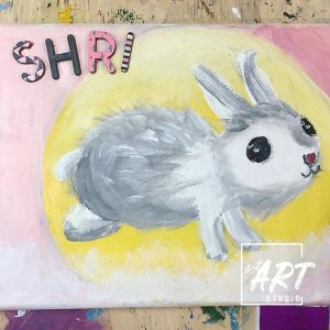 Student acrylic painting of a rabbit