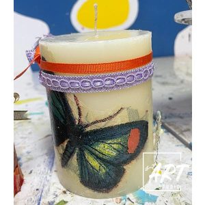 Student candle art created at stART Studio