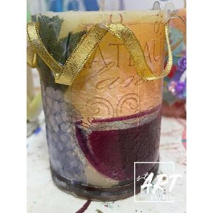 Student candle art created at stART Studio