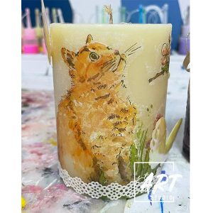 Student candle art created at stART Studio