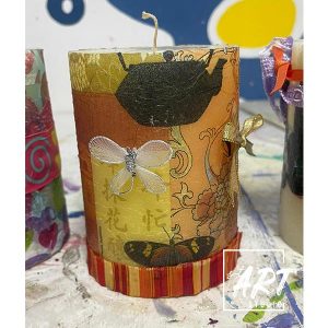 Student candle art created at stART Studio