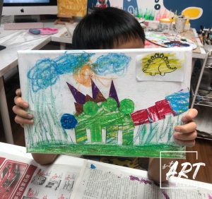 Student handicraft of a papier-mache creation