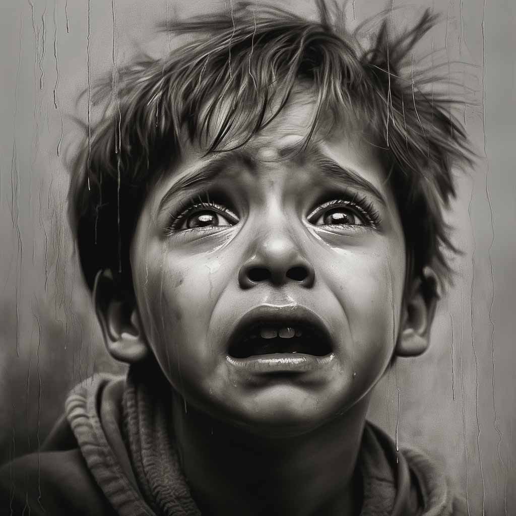 child crying for help
