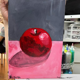 Red apple still life painting